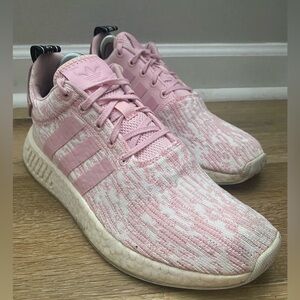 Adidas NMD_R2 Originals Primeknit Training Sneakers Model #BY9315 in Wonder Pink